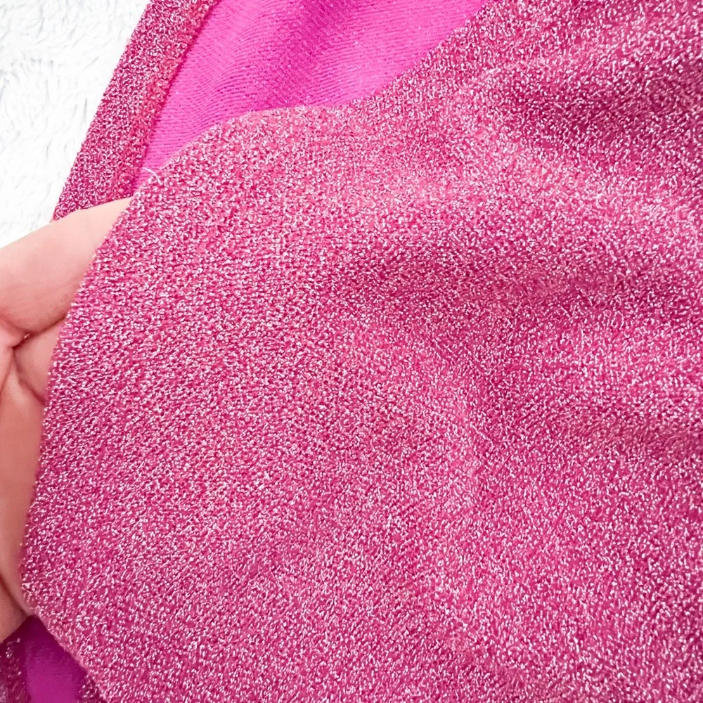 NWT- GOOD AMERICAN x Revolve Glitter Tie Sarong in Hawaiian Pink - Picture 5 of 13